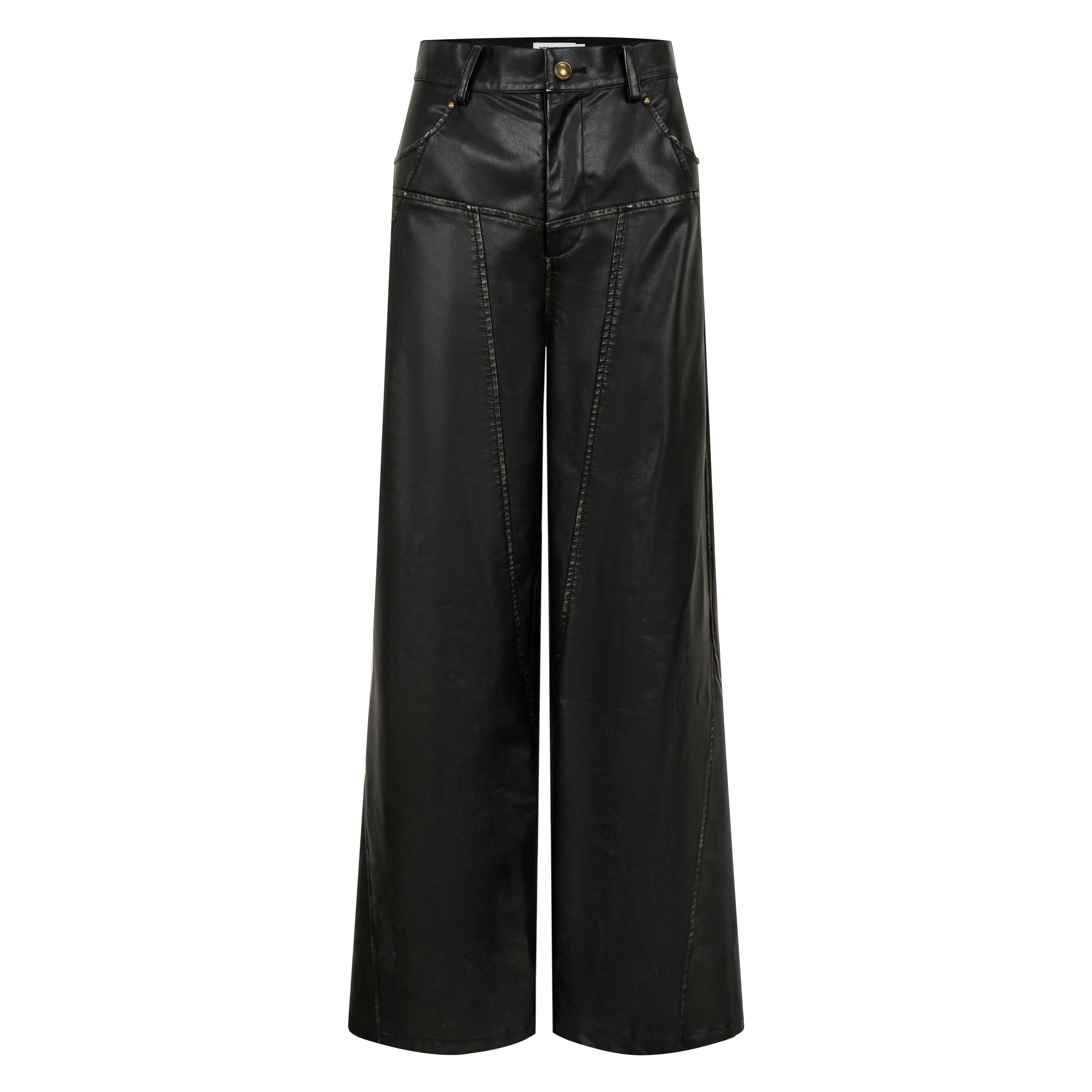 BLACK WASHED LEATHER PANTS