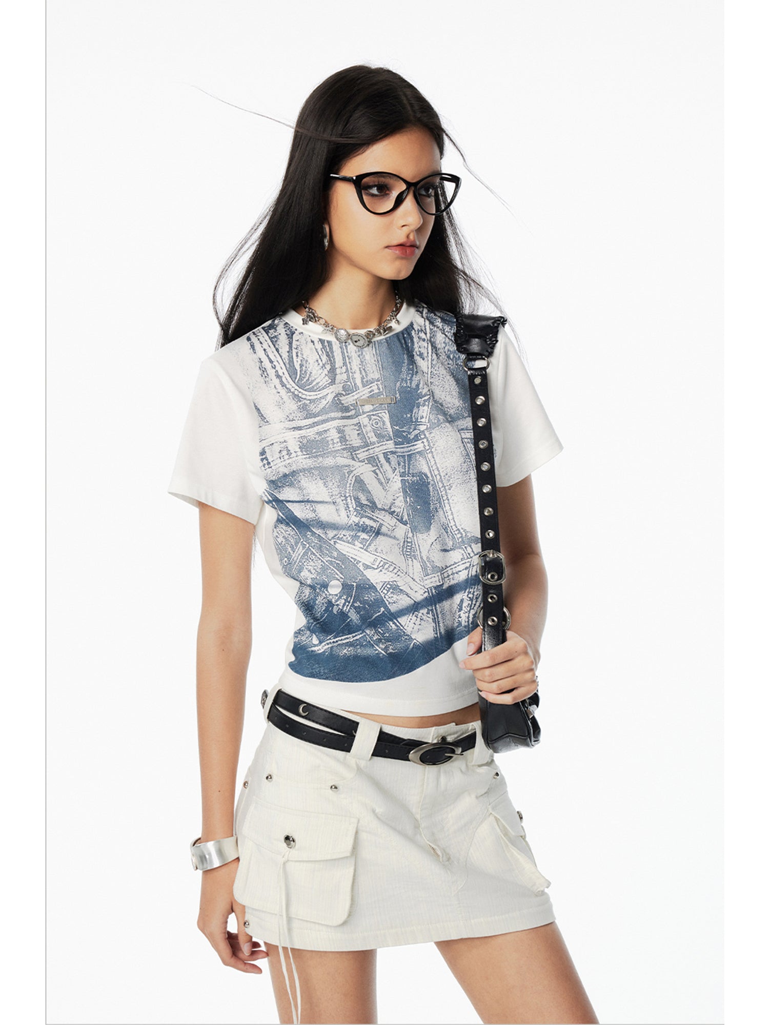 DENIM PRINT SHORT SLEEVE T-SHIRT