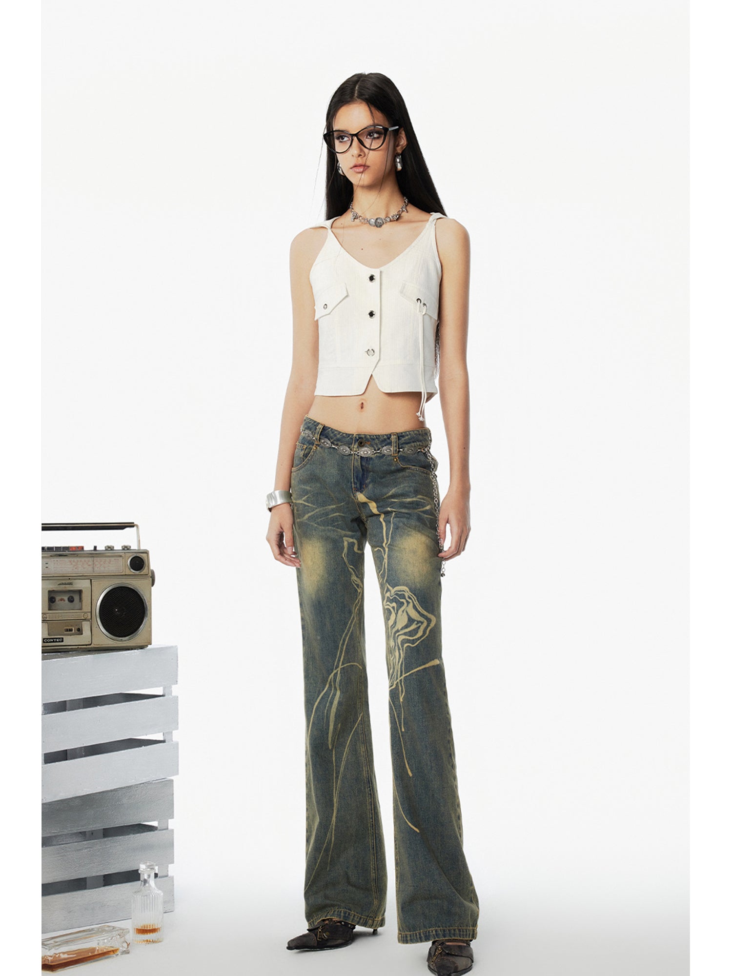 RETRO BURNT JEANS MICRO PANTS