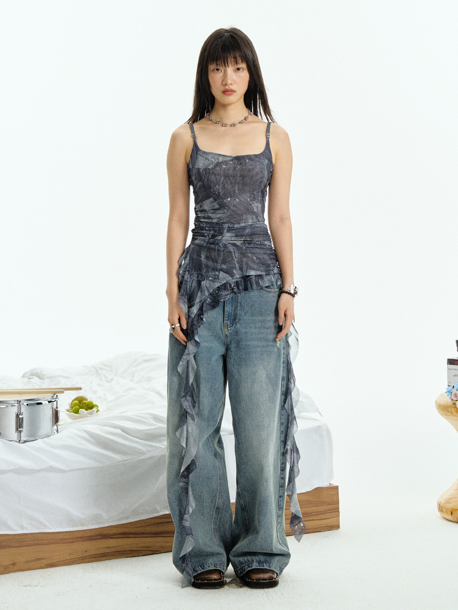 RETRO BLUE WASHED JEANS TROUSERS