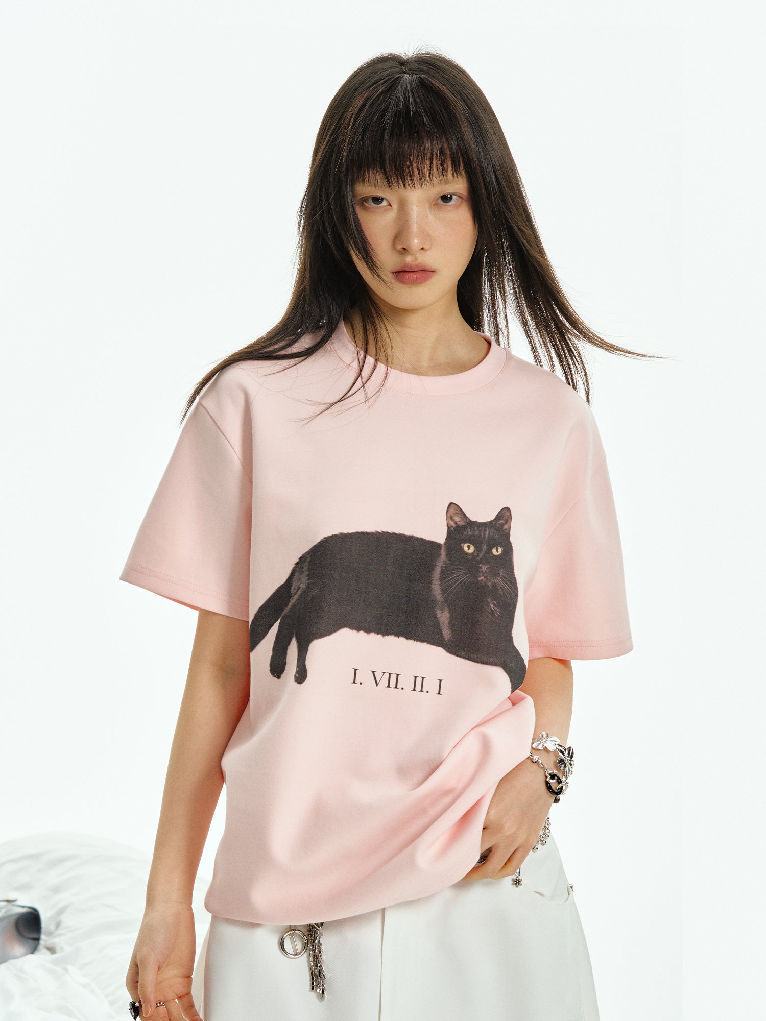 CAT PRINTED SHORT SLEEVE T-SHIRT