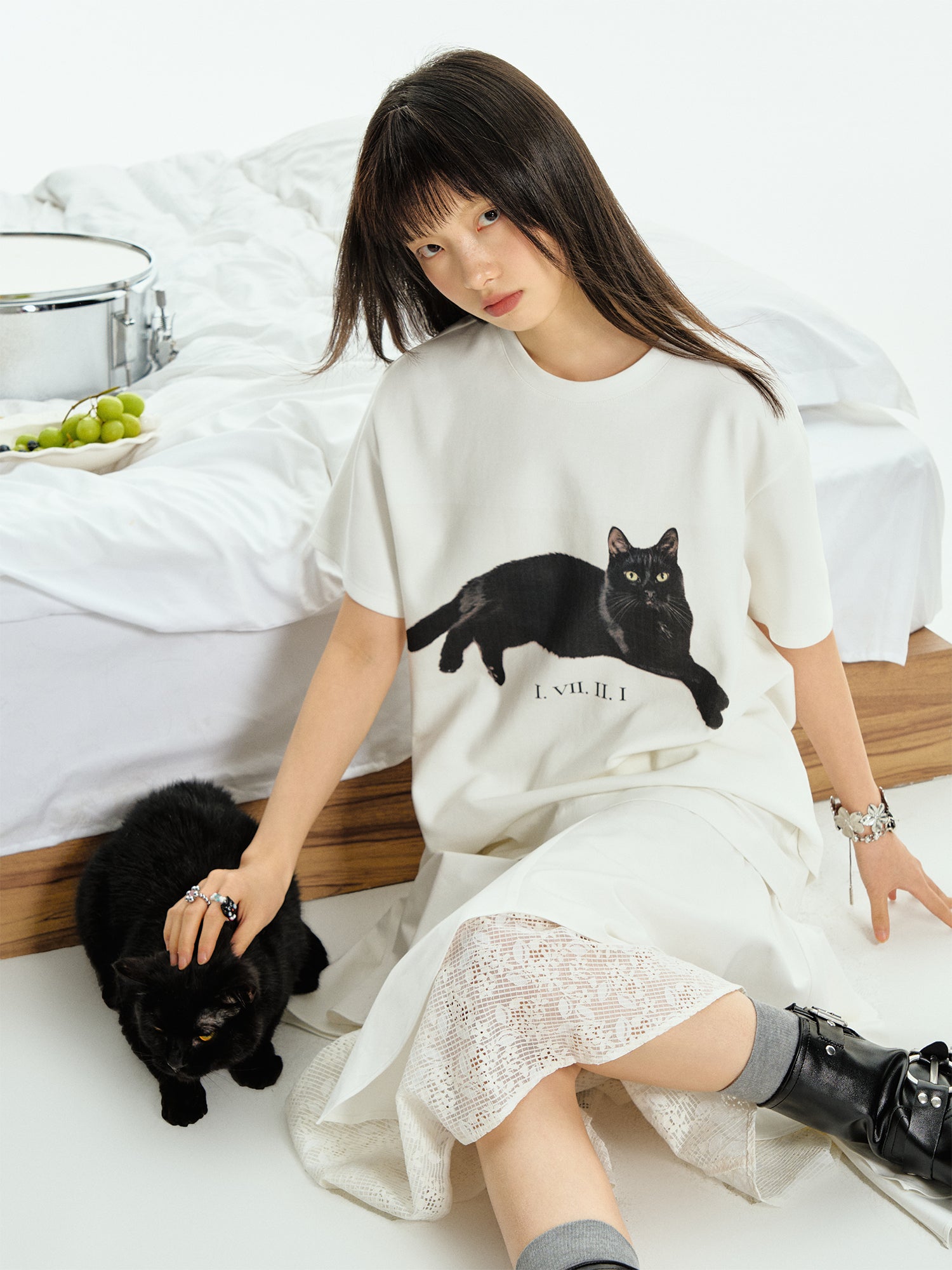 CAT PRINTED SHORT SLEEVE T-SHIRT