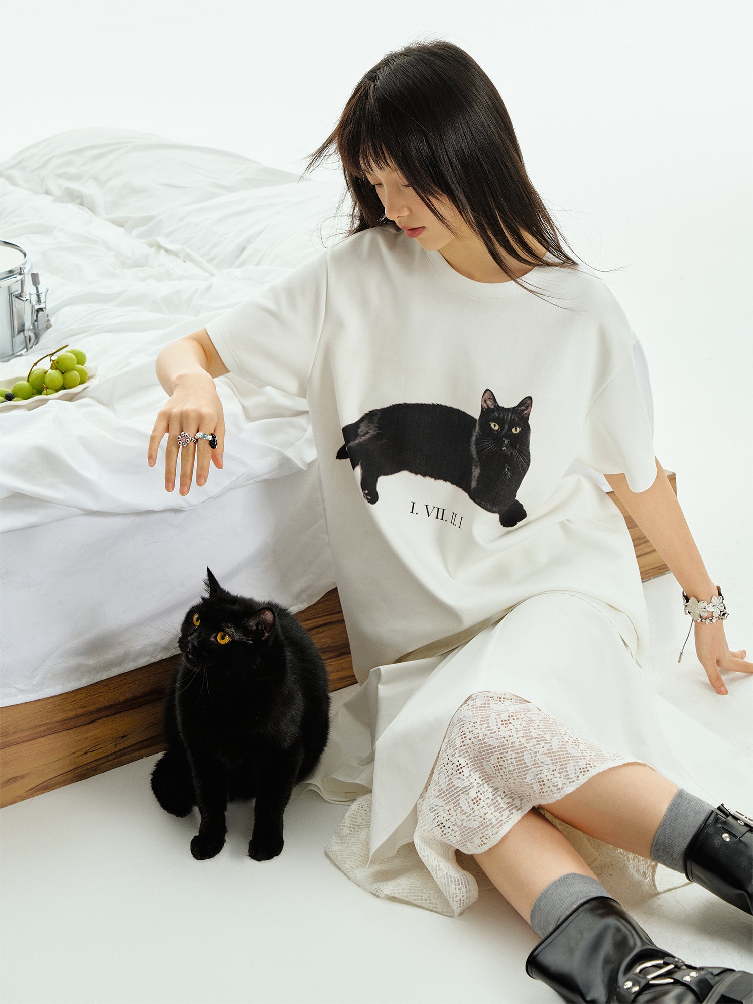 CAT PRINTED SHORT SLEEVE T-SHIRT