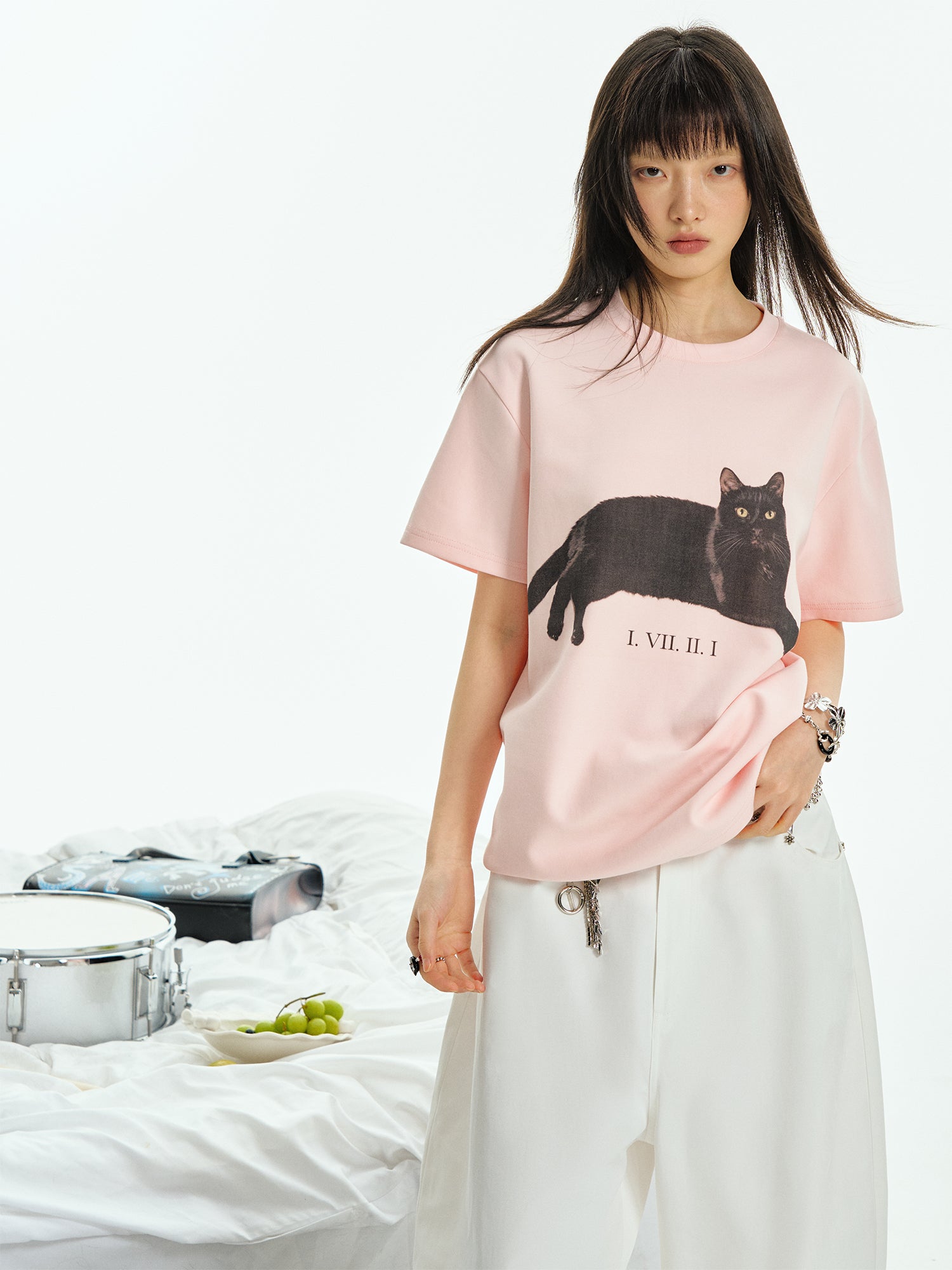 CAT PRINTED SHORT SLEEVE T-SHIRT