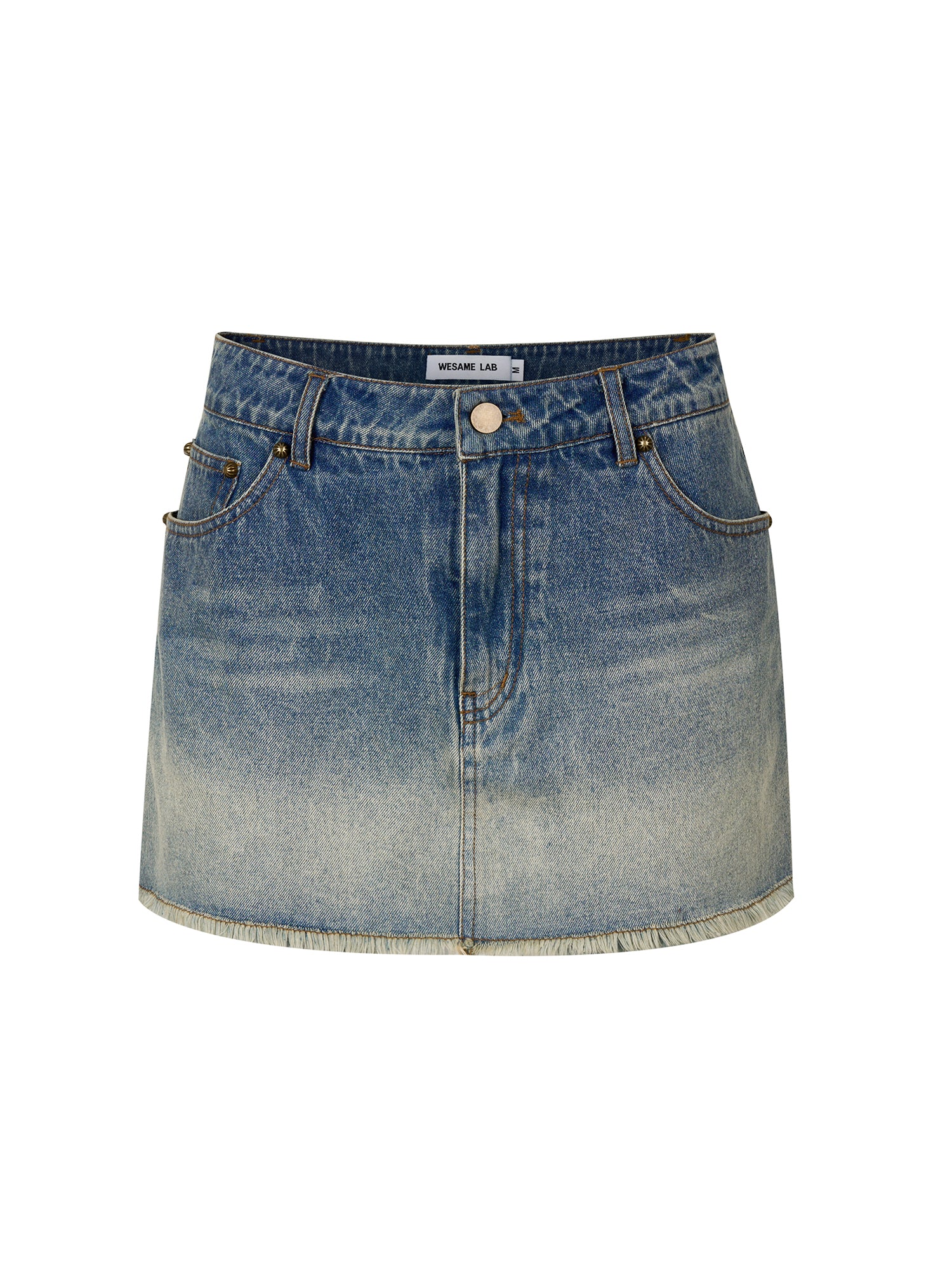 GRADUATED DENIM SHORT WASHED SKIRT