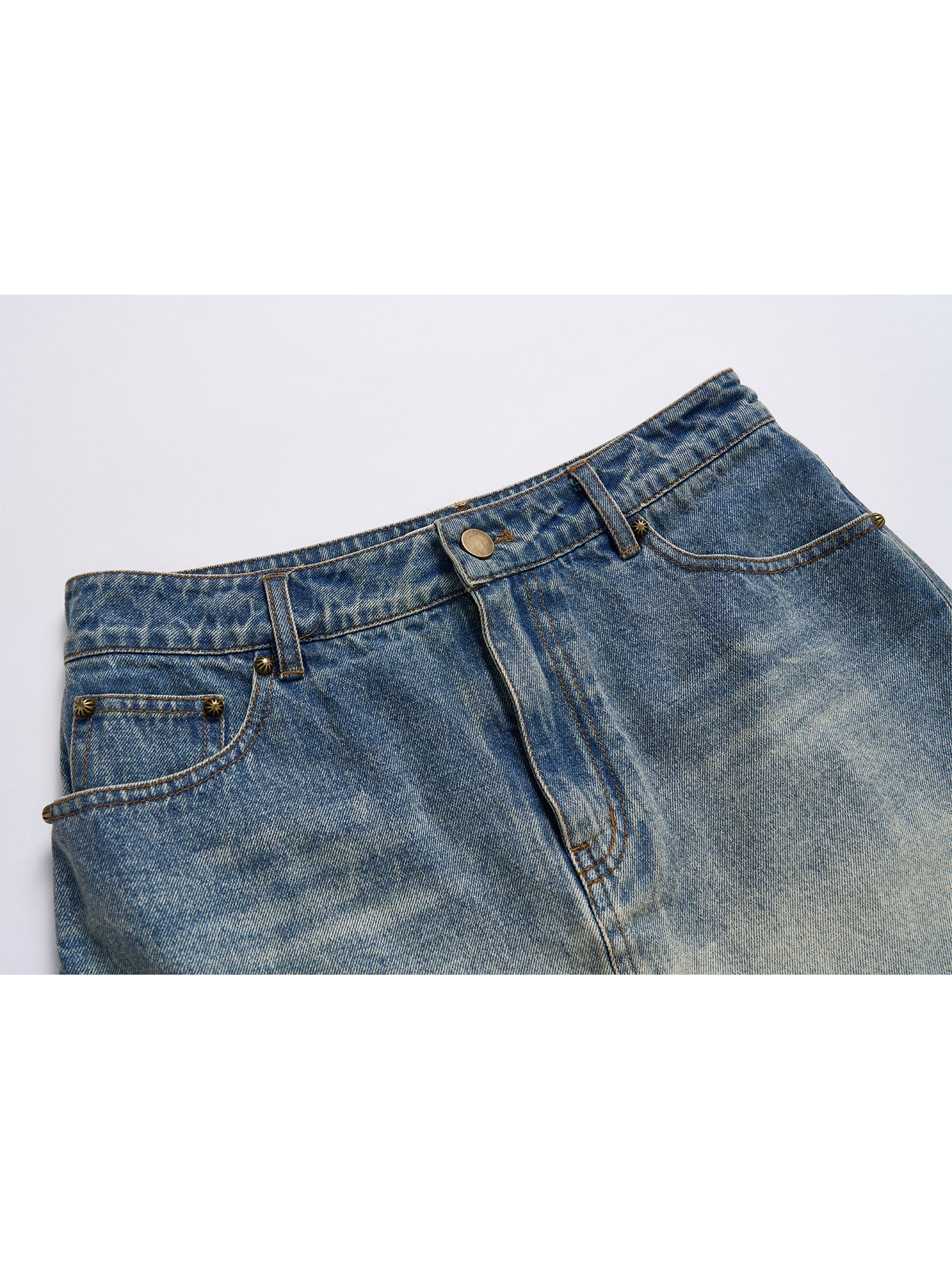 GRADUATED DENIM SHORT WASHED SKIRT