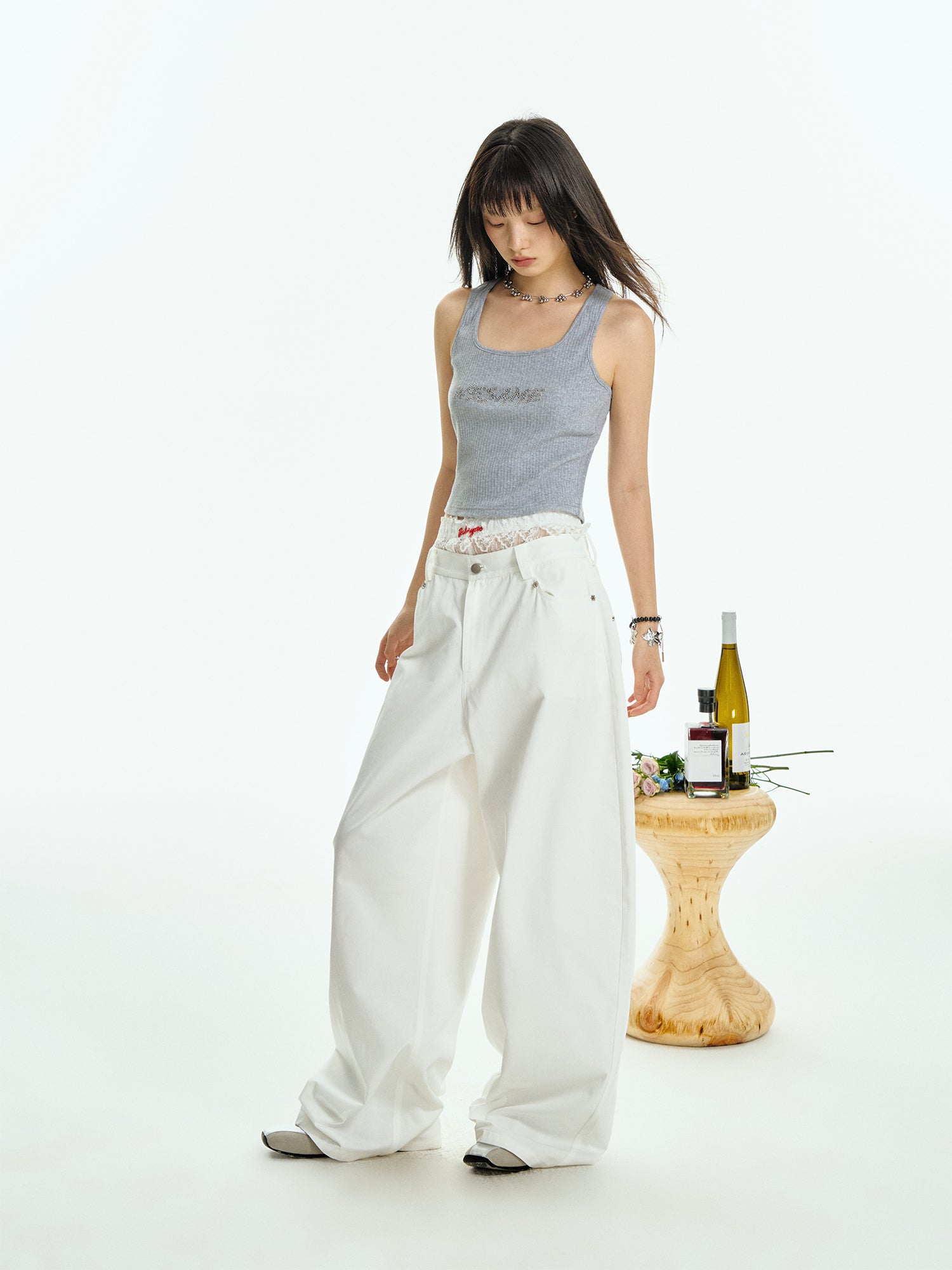 RETRO WHITE SILHOUETTE SLACKS