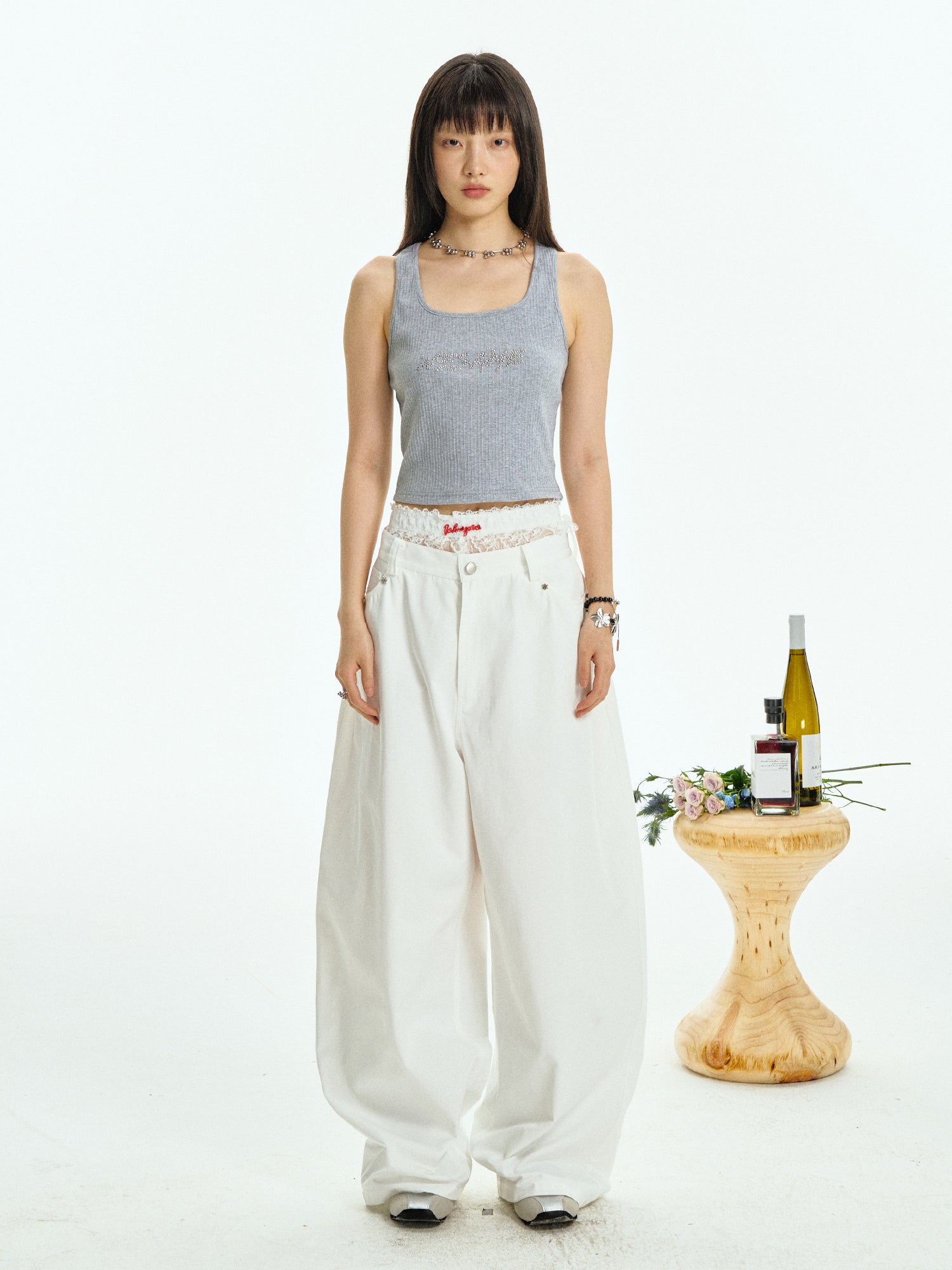 RETRO WHITE SILHOUETTE SLACKS