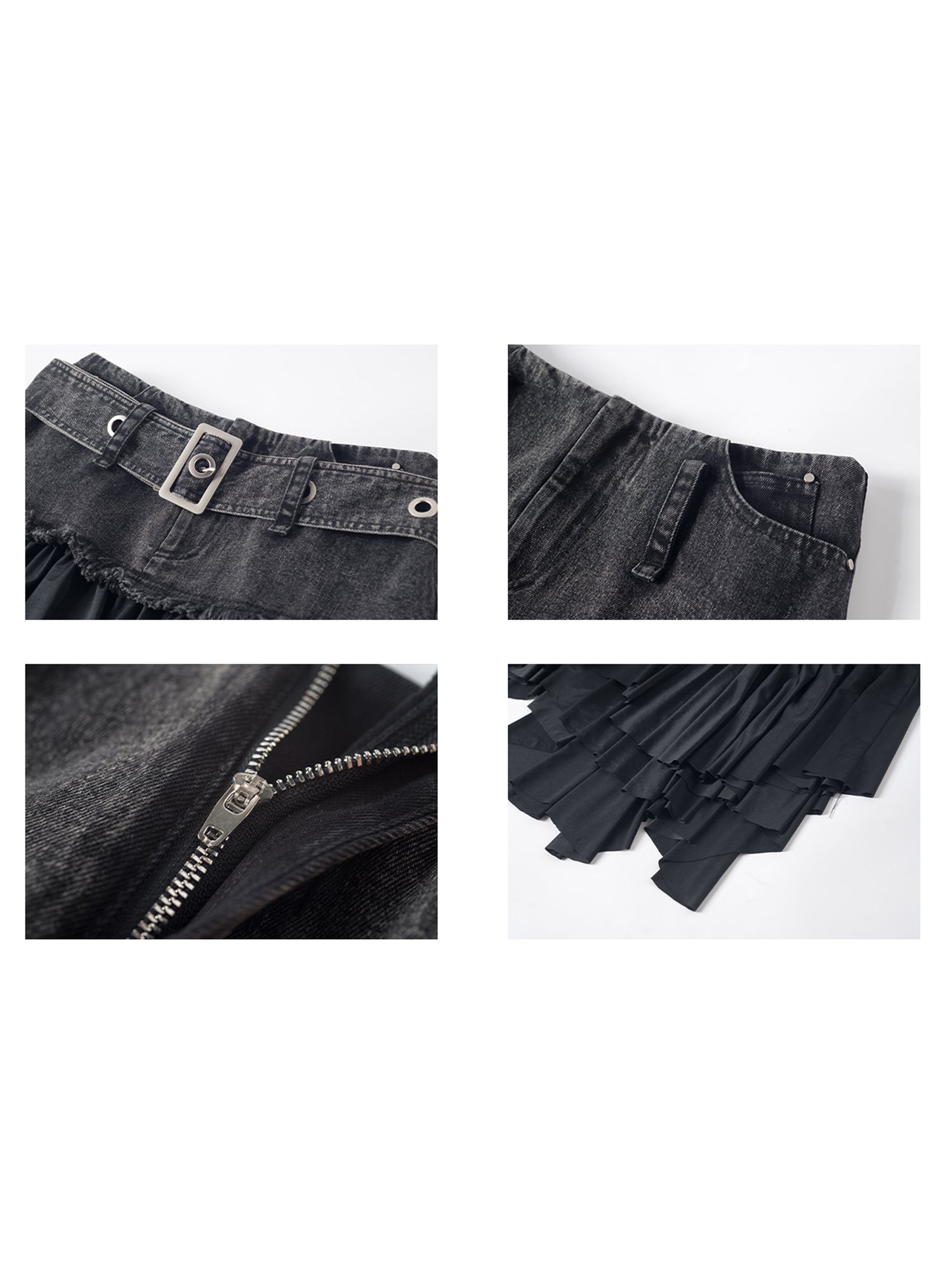 DENIM STITCHING A-SHAPED MINISKIRT