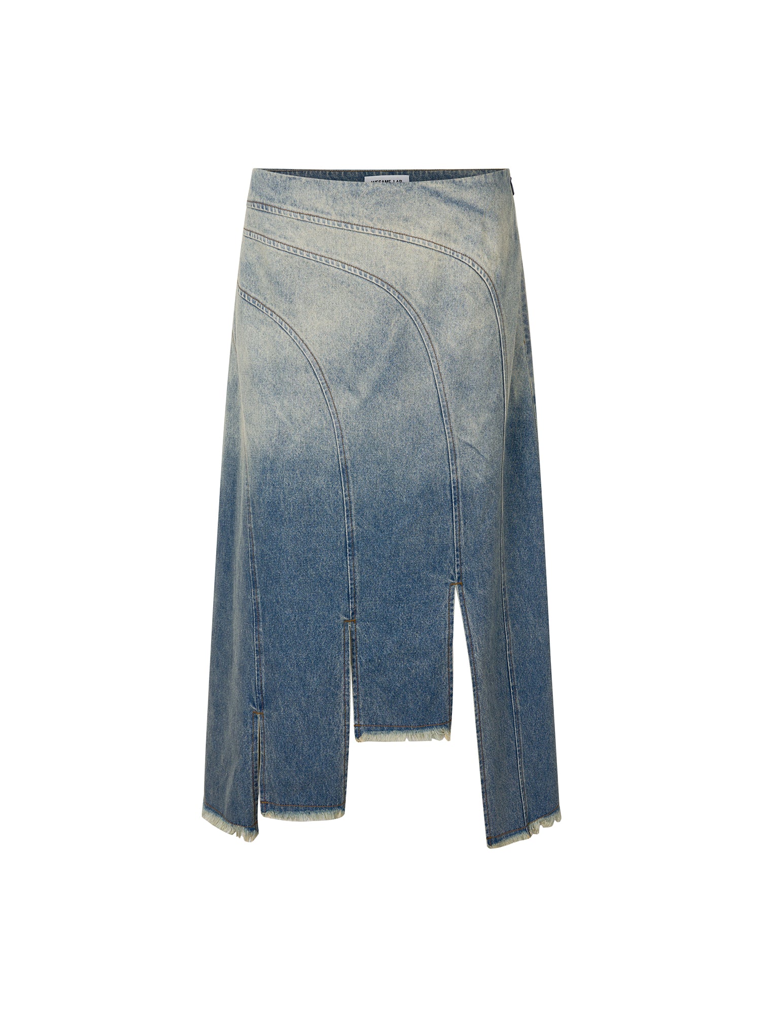 WASH JEANS FRINGED IRREGULAR SKIRT