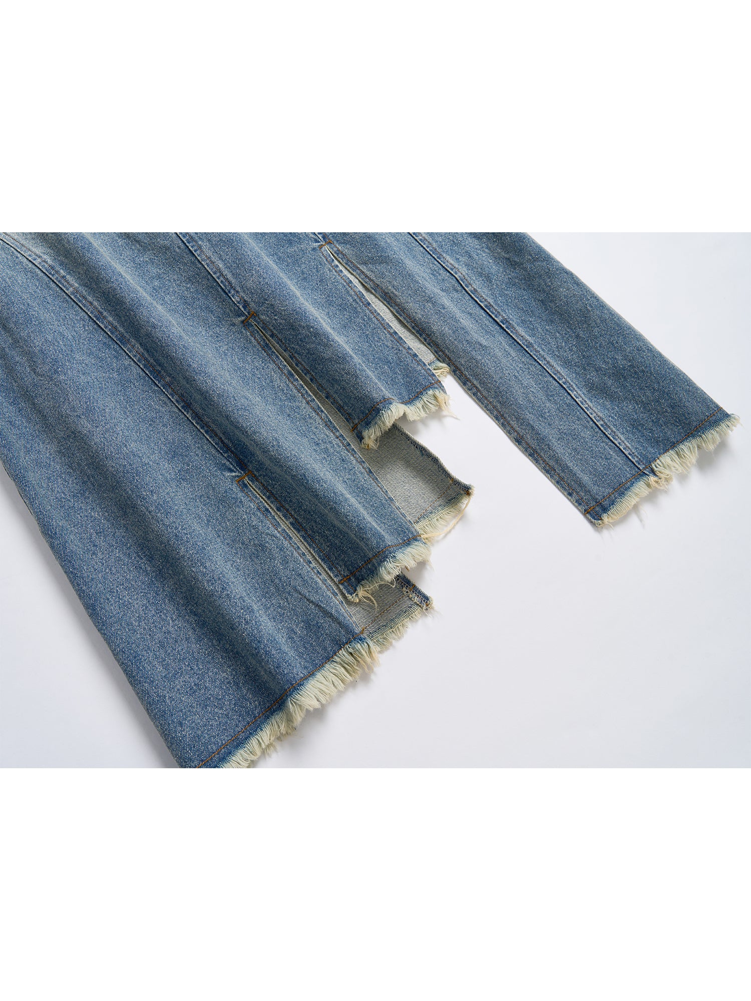 WASH JEANS FRINGED IRREGULAR SKIRT