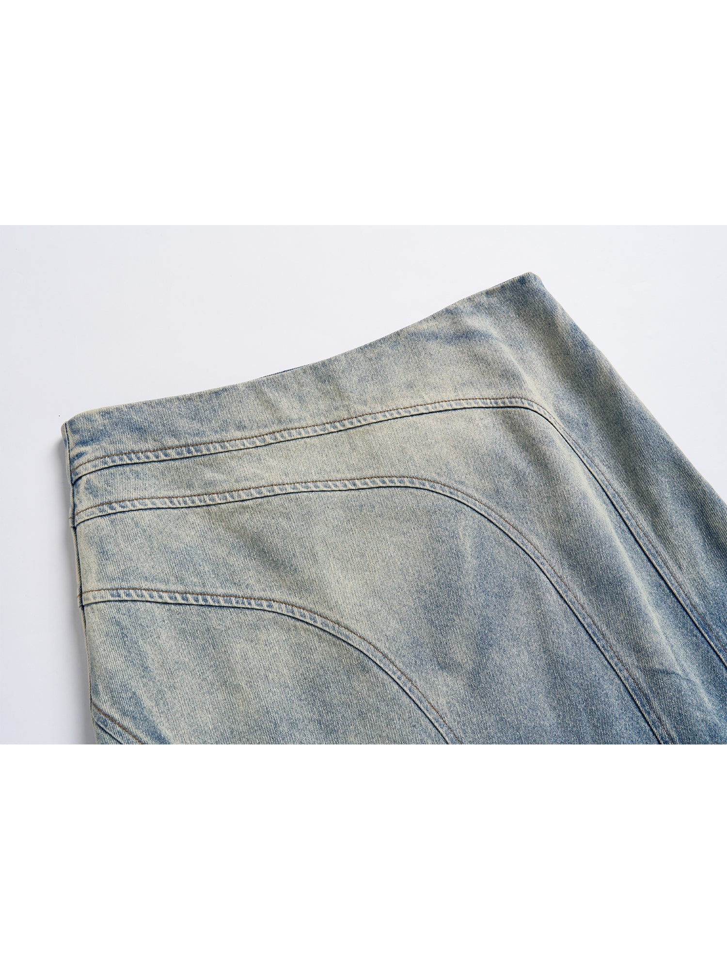 WASH JEANS FRINGED IRREGULAR SKIRT