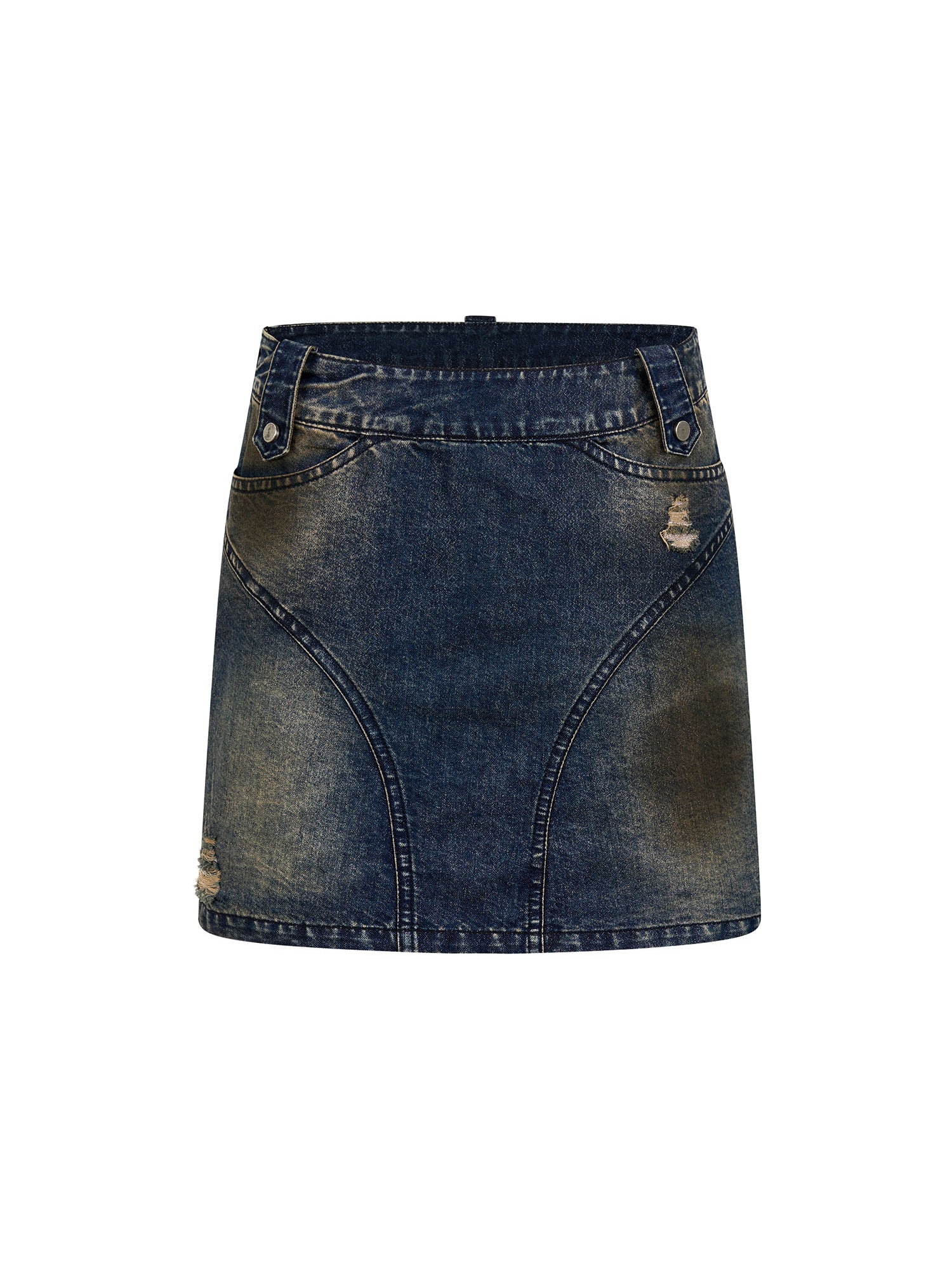 BRUSHED AND WASHED DENIM SKIRT