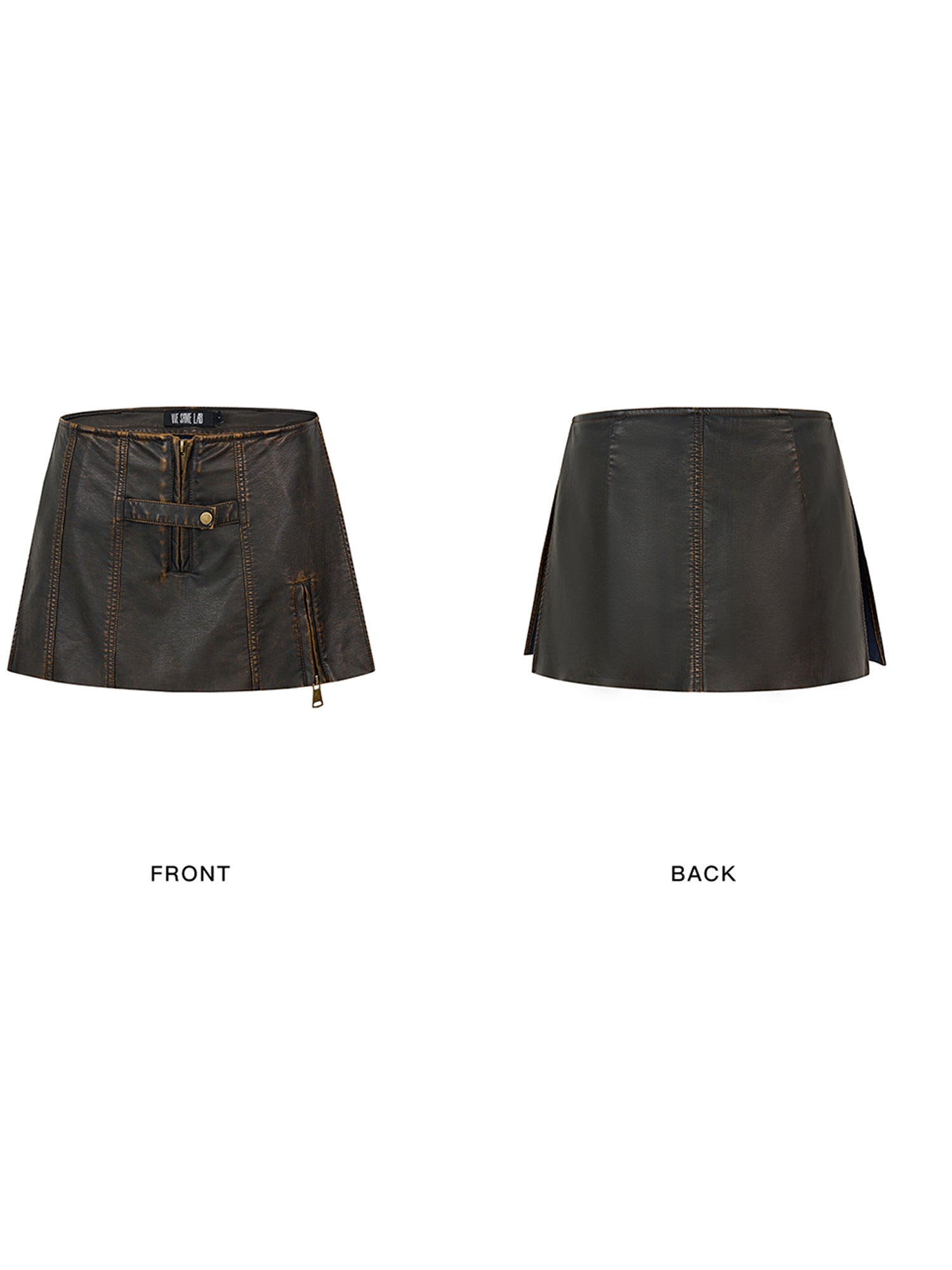 BROWN RETRO LEATHER MINISKIRT